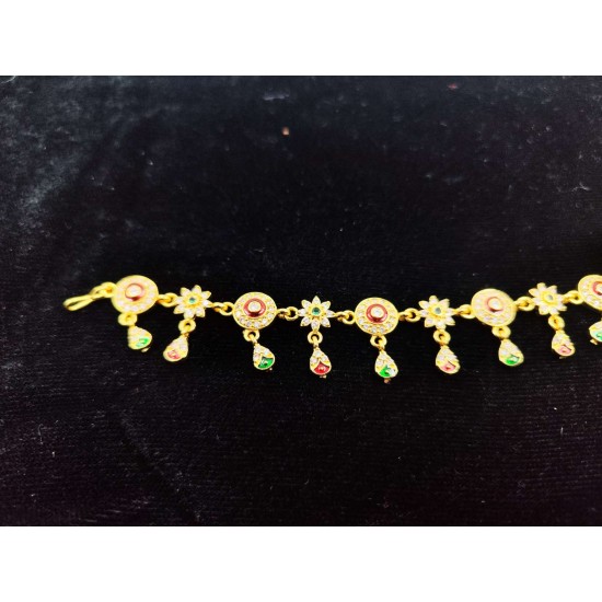 AD Rakhdi 6 leafs flower design with star and circle jhela in multi colour RK-009