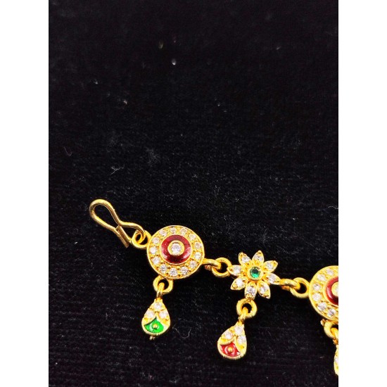 AD Rakhdi 6 leafs flower design with star and circle jhela in multi colour RK-009