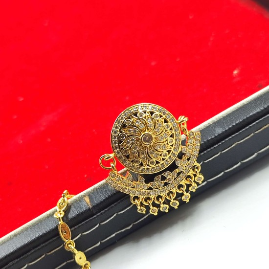 Traditional Rajasthani AD Tika Rakhdi | Bridal Borla Maang Tikka – Flower Design In White Stone Jewellery TR 001