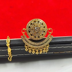 Traditional Rajasthani AD Tika Rakhdi IN Chakri Design With White Stone Border| Bridal Borla Maang Tikka –TR 002