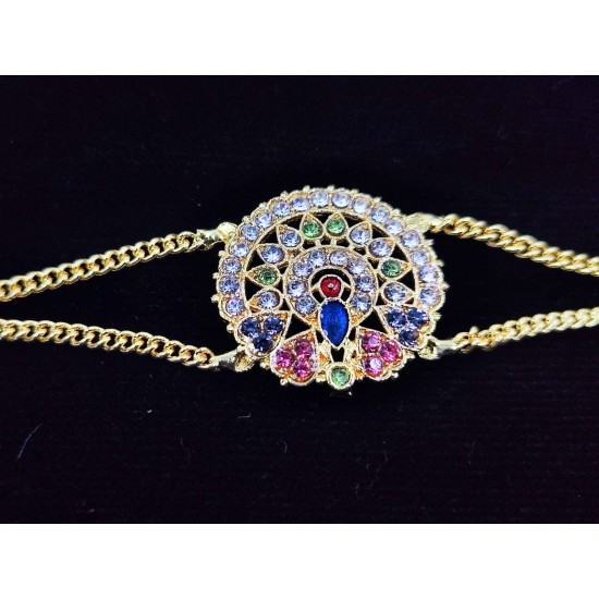 Shish fool Matha Patti peacock design in multi colour SF-003