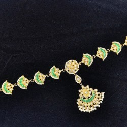 Shish fool  with moon design tika moti design in green white  colour SF-005