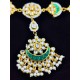 Shish fool  with moon design tika moti design in green white  colour SF-005