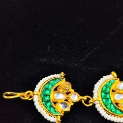 Shish fool  with moon design tika moti design in green white  colour SF-005
