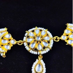 Shish fool with moon design tika moti design in white colour SF-006