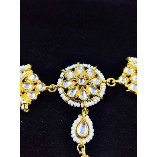 Shish fool with moon design tika moti design in white colour SF-006