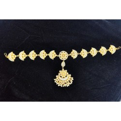 Shish fool with moon design tika moti design in white colour SF-006