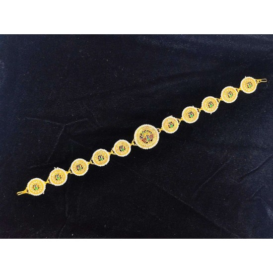 Shish fool Matha Patti moti 11 pandent peacock design in multi colour SF-007