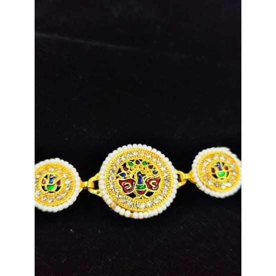 Shish fool Matha Patti moti 11 pandent peacock design in multi colour SF-007