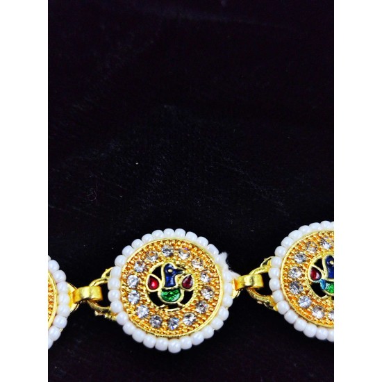 Shish fool Matha Patti moti 11 pandent peacock design in multi colour SF-007