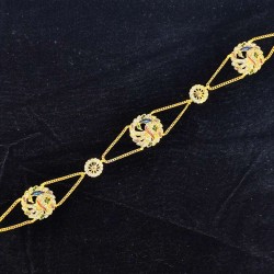 Shish fool Matha Patti peacock  feathers design in multi colour SF-010