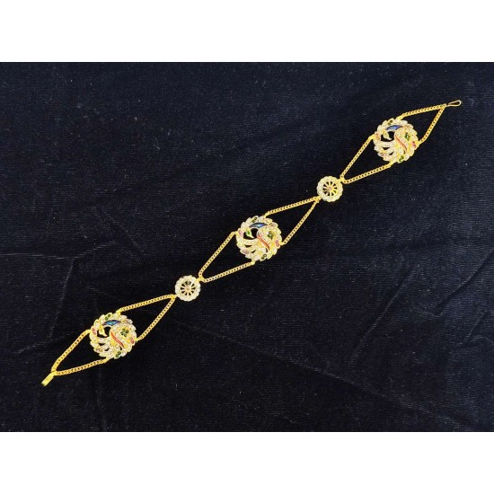 Shish fool Matha Patti peacock  feathers design in multi colour SF-010