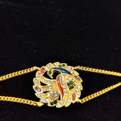 Shish fool Matha Patti peacock  feathers design in multi colour SF-010