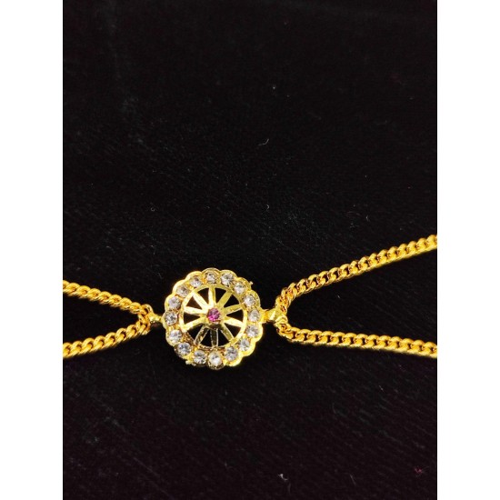 Shish fool Matha Patti peacock  feathers design in multi colour SF-010