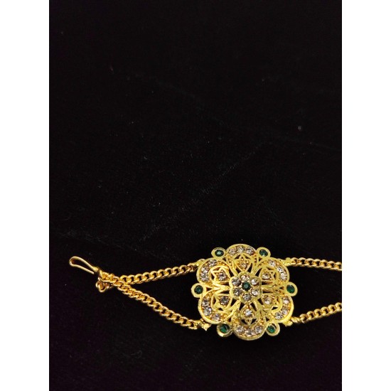 Shish fool Matha Patti mini flower design in  green colour SF-011