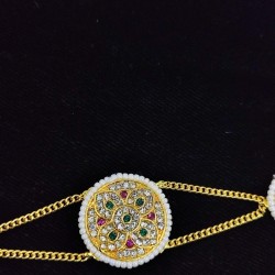 Shish fool Matha Patti moti  covered flower design in multi colour SF-012