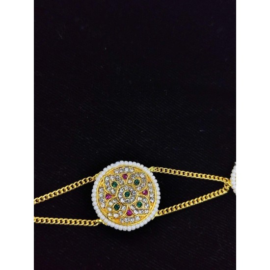 Shish fool Matha Patti moti  covered flower design in multi colour SF-012