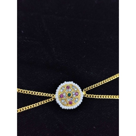 Shish fool Matha Patti moti  covered flower design in multi colour SF-012