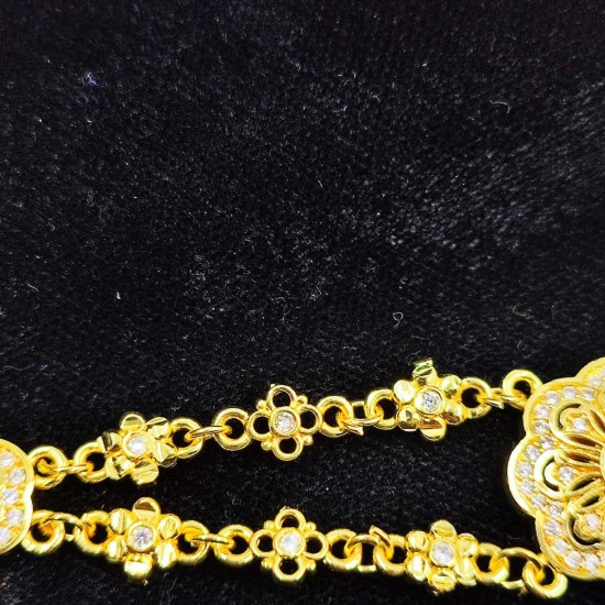 AD Shishfool Mathapatti Flower Motif Design With Star Chain In Green Colour SF-022