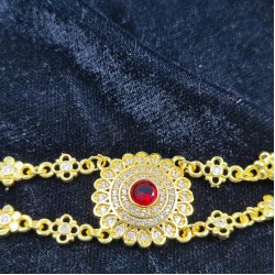 AD Shishfool Mathapatti Circuler Motif Design With Star Chain In Red Colour SF-023