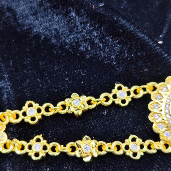 AD Shishfool Mathapatti Circuler Motif Design With Star Chain In Red Colour SF-023