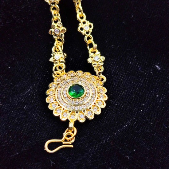 AD Shishfool Mathapatti Circuler Motif Design With Star Chain In Red Colour SF-024